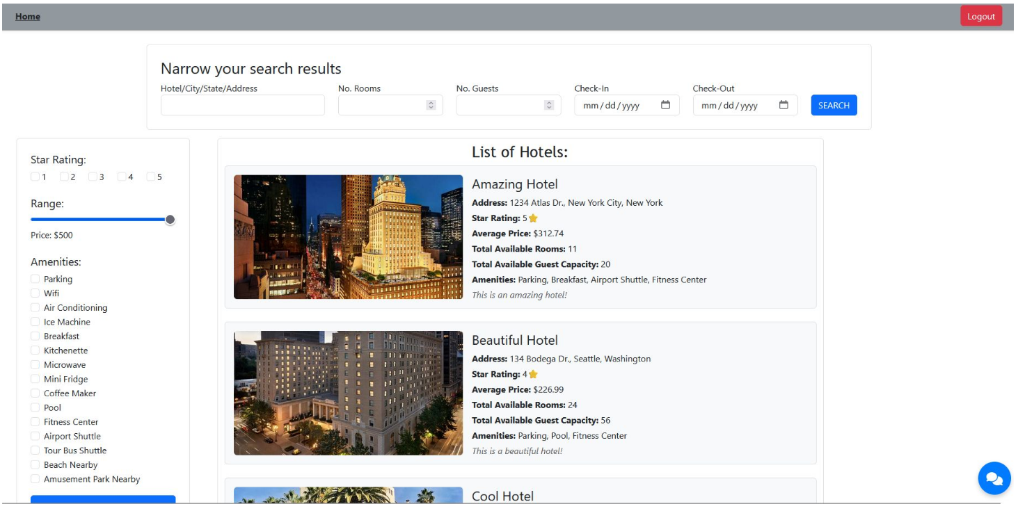 Spring Hotel Chatbot Default Landing Page